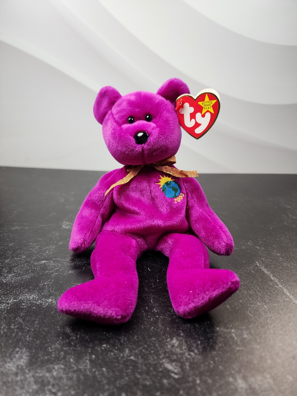🌍 Ty Millennium the Bear Beanie Baby — Full Size — With Tag